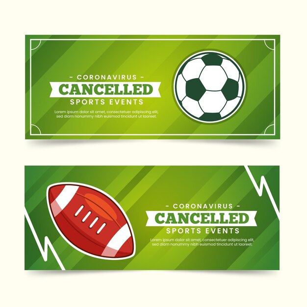 Colección de banners de eventos deportivos cancelados