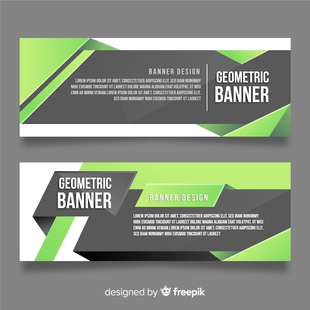 Colección de banners con formas geométricas abstractas