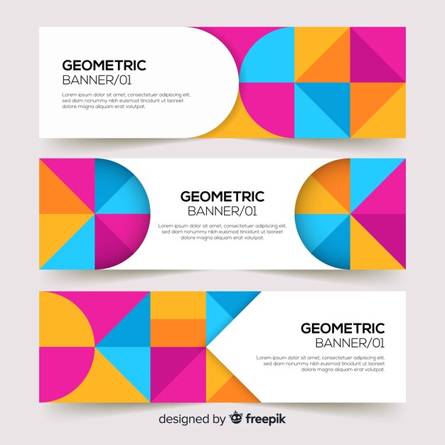 Colección de banners con formas geométricas