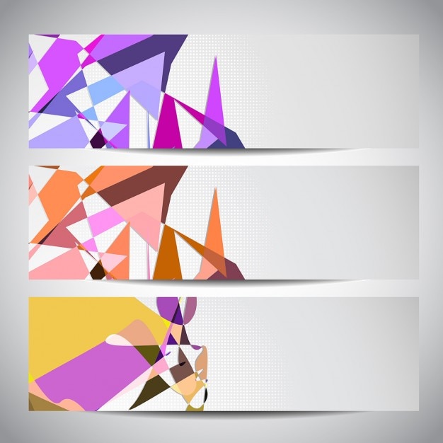 Colección de banners con formas poligonales