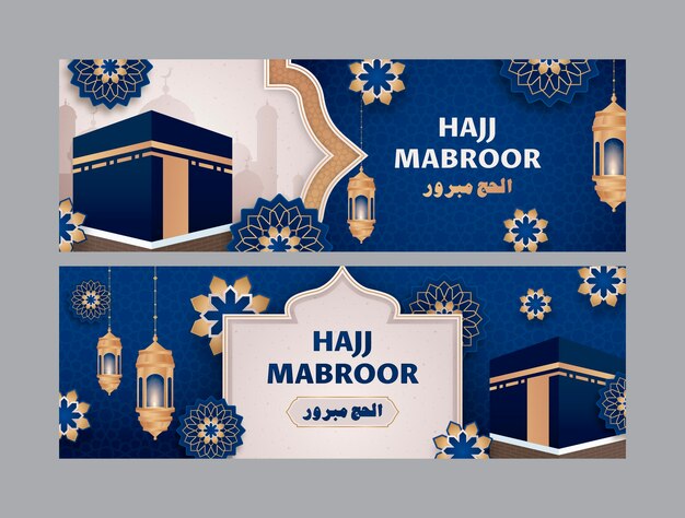 Colección de banners horizontales hajj degradado