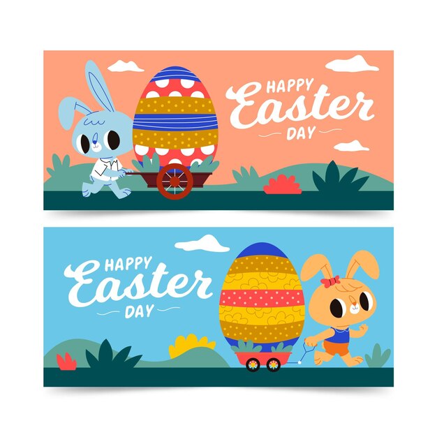 Colección de banners horizontales de pascua