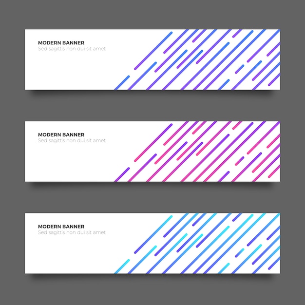 Vector gratuito colección de banners modernos abstractos con líneas