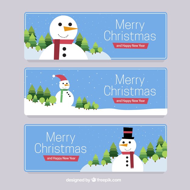 Colección de banners de muñeco de nieve