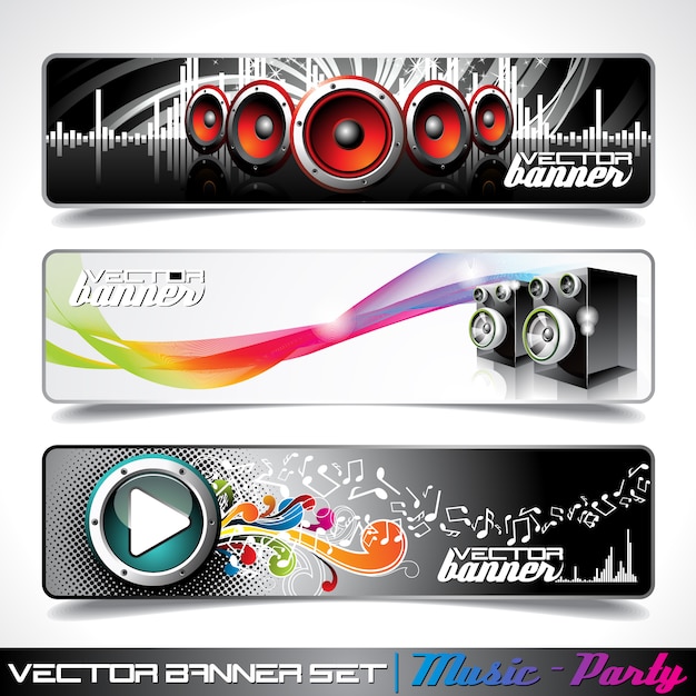 Vector gratuito colección de banners de música