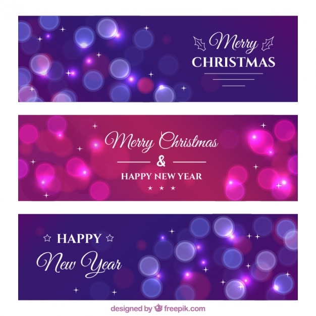 Colección de banners de navidad con formas brillantes