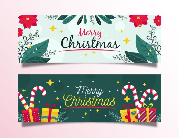 Colección de banners navideños en diseño plano