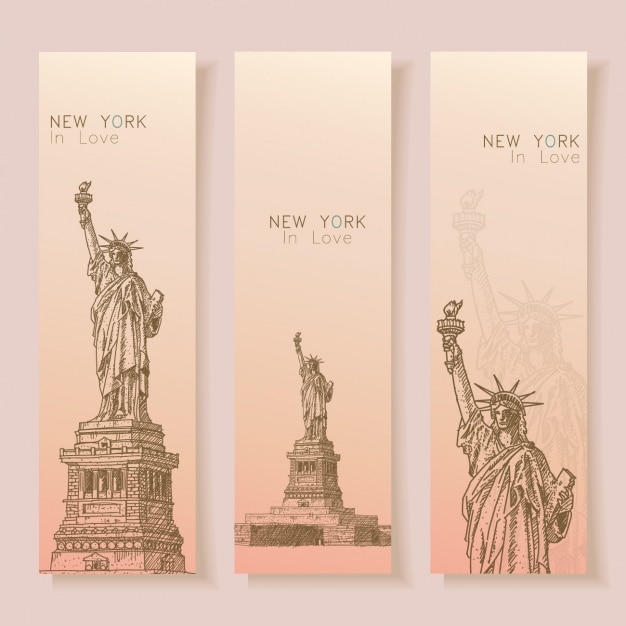 Vector gratuito colección de banners de nueva york