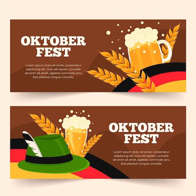 Colección de banners de oktoberfest plana