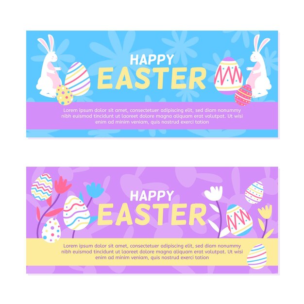 Colección de banners de pascua dibujados a mano
