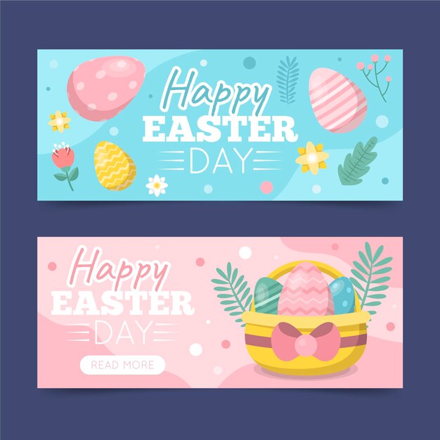 Colección de banners planos de pascua