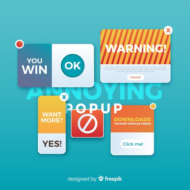 Colección de banners pop up aviso de peligro