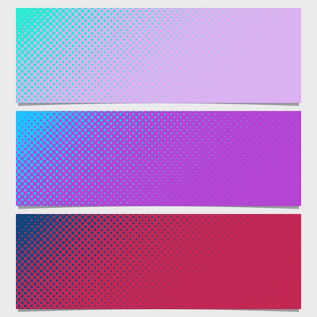 colección de banners con puntos rosas y morados