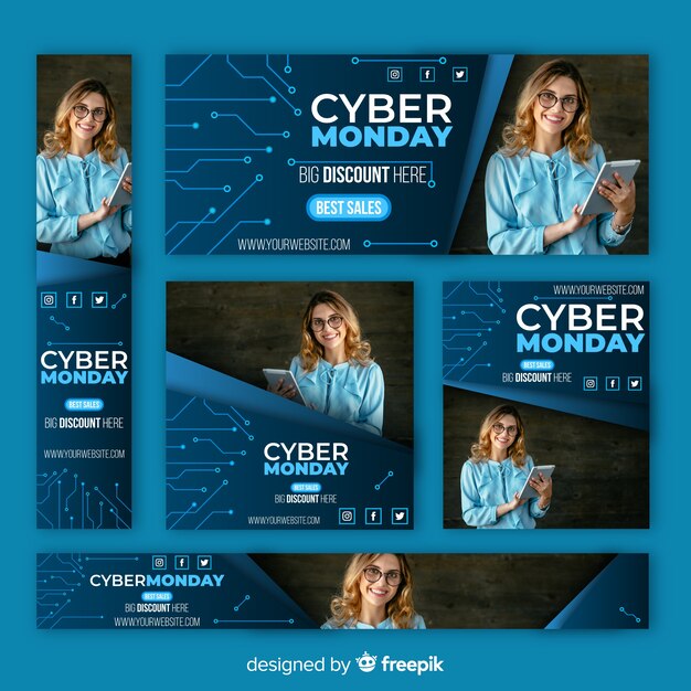 Colección de banners de rebajas de cyber monday