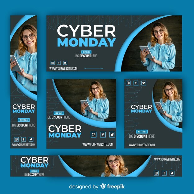 Colección de banners de rebajas de cyber monday