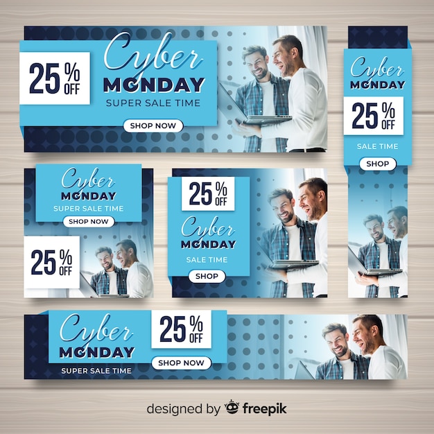 Colección de banners de rebajas de cyber monday