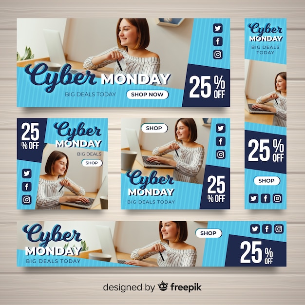 Colección de banners de rebajas de cyber monday