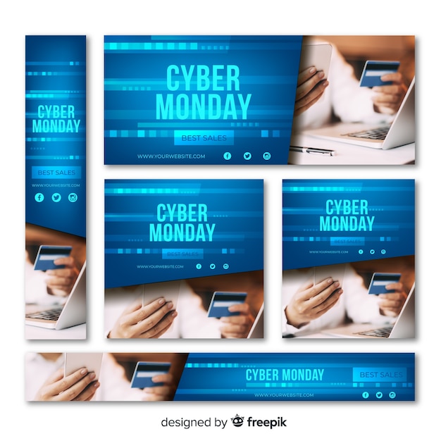 Vector gratuito colección de banners de rebajas de cyber monday