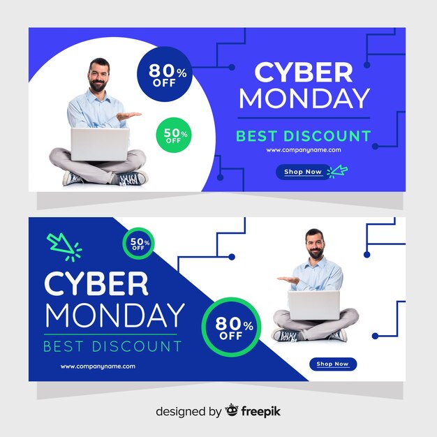 Colección de banners de rebajas de cyber monday