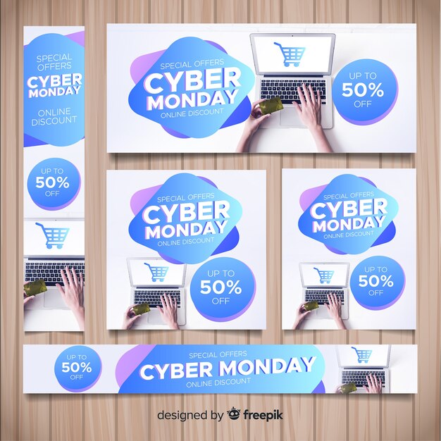 Colección de banners de rebajas de cyber monday