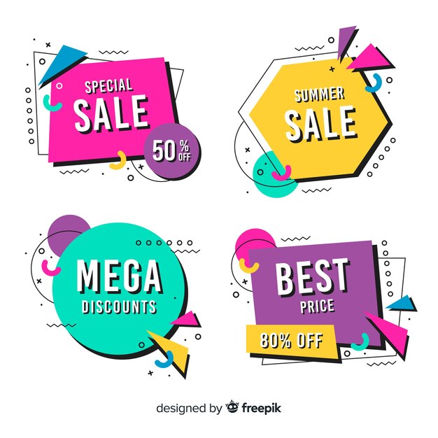 Colección de banners de rebajas memphis