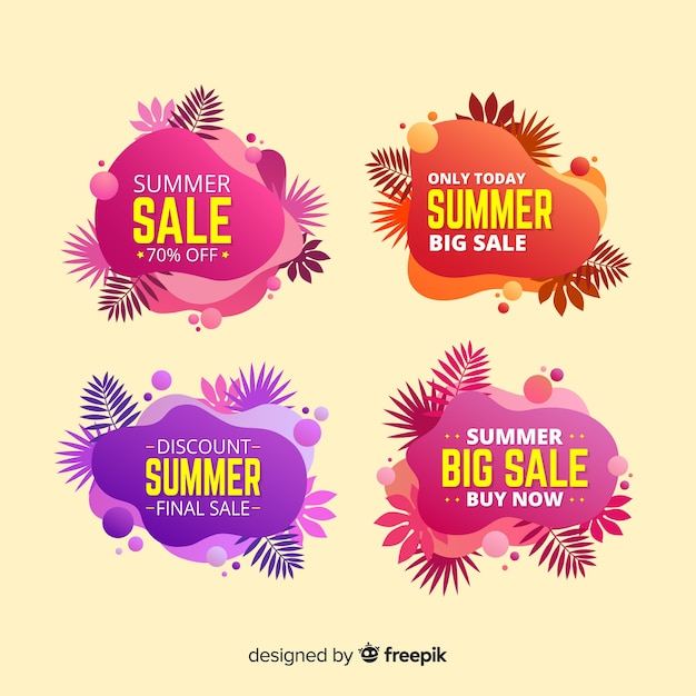 Vector gratuito colección banners rebajas de verano coloridos líquidos