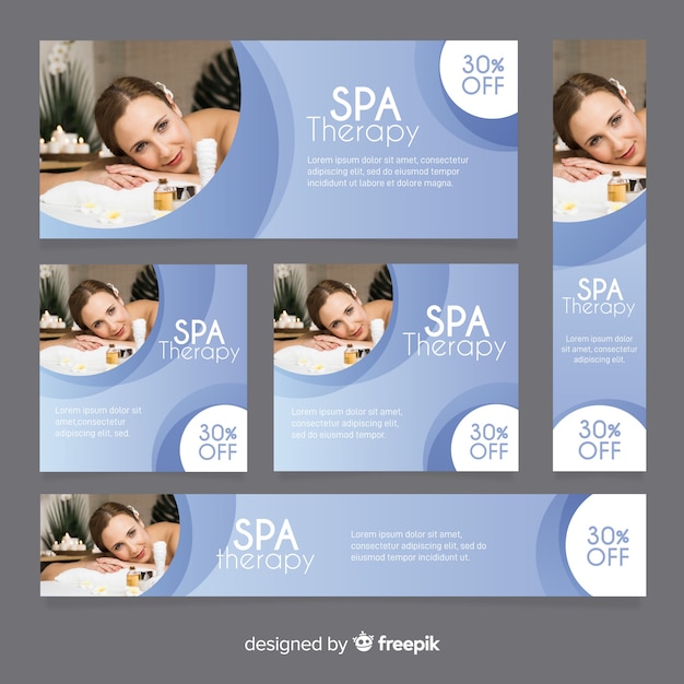 Colección de banners de spa con fotografía