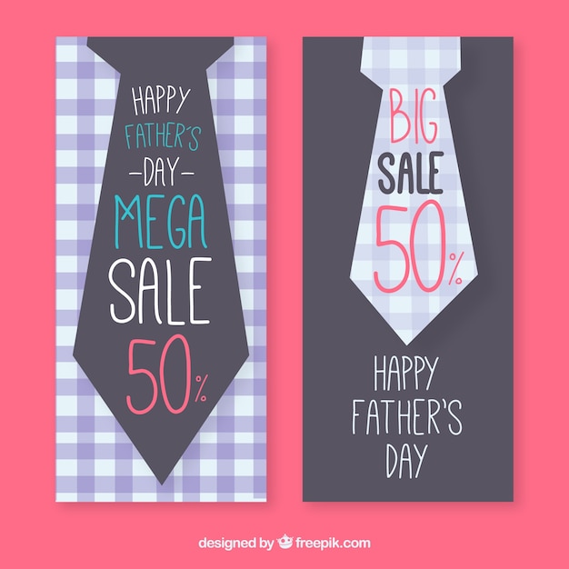 Colección de banners de venta de día del padre con corbatas