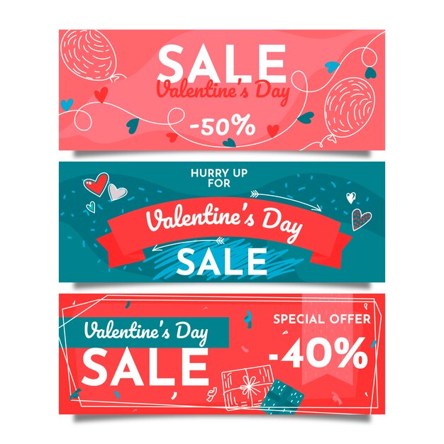 Colección de banners de venta del día de san valentín