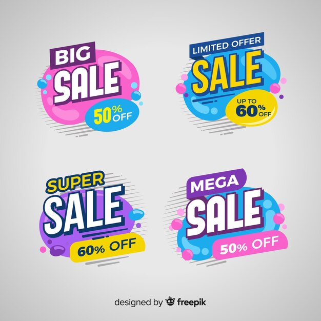 Colección de banners de ventas en estilo abstracto