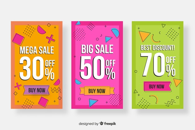 Colección de banners de ventas de memphis.