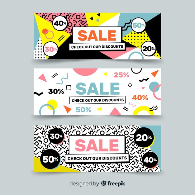 Colección de banners de ventas de memphis.