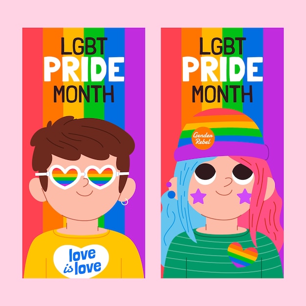 Vector gratuito colección de banners verticales de orgullo lgbt plano