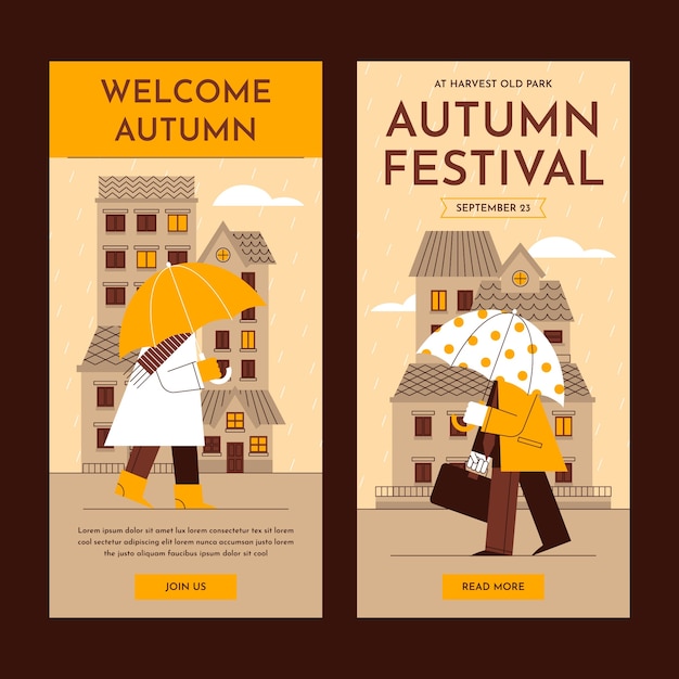 Vector gratuito colección de banners verticales planos para celebración de otoño