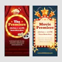 Vector gratuito colección de banners verticales realistas para eventos de estreno de películas.