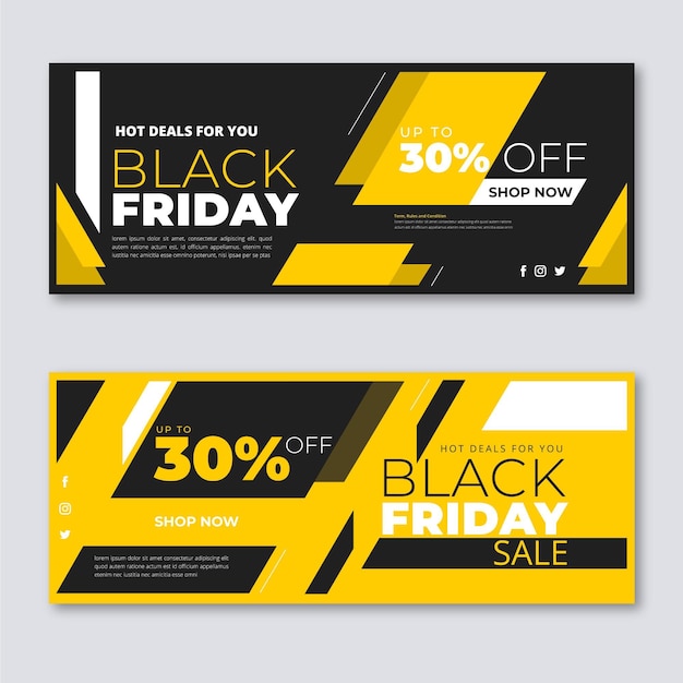 Colección de banners de viernes negro en diseño plano