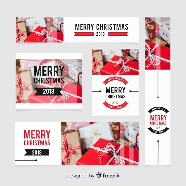 Colección de banners web de navidad con cajas de regalo