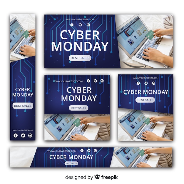 Vector gratuito colección de banners  web de rebajas de cyber monday