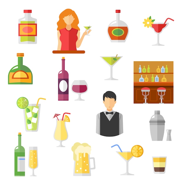 Vector gratuito colección bar flat icons