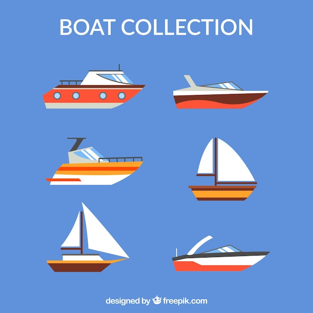 Vector gratuito colección de barcos en diseño plano