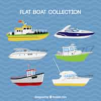 Vector gratuito colección de barcos en diseño plano