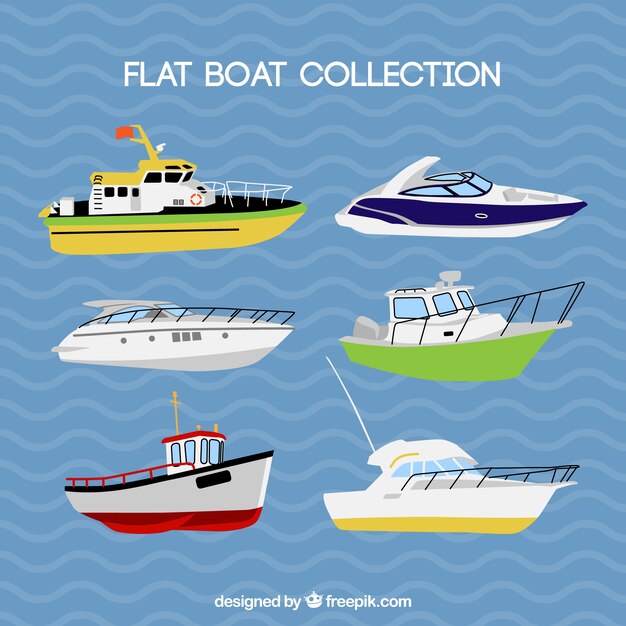 Colección de barcos en diseño plano 