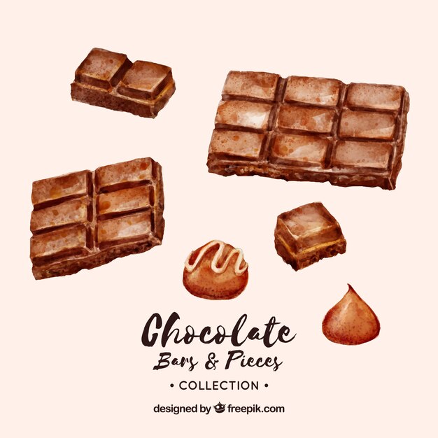 Colección de barras y bombones de chocolate