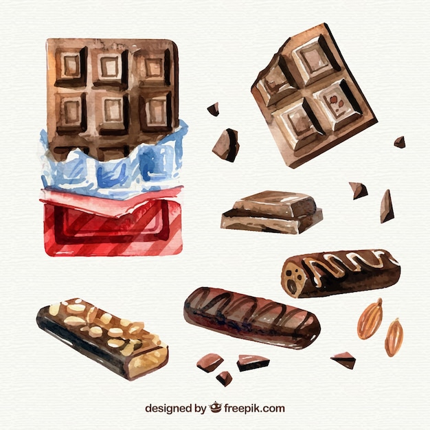 Vector gratuito colección de barras de chocolate dibujadas a mano