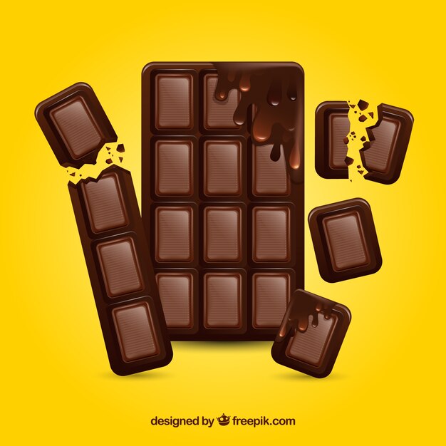 Colección de barras de chocolate en estilo realista