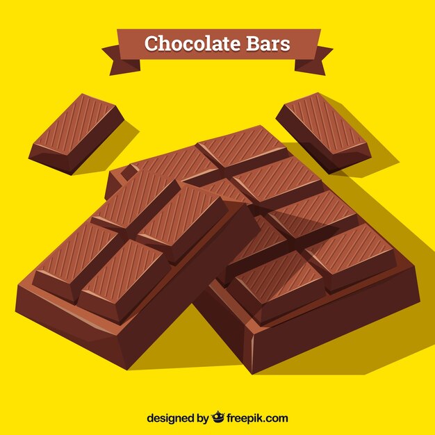 Colección de barras y trozos de chocolate con formas y sabores diferentes