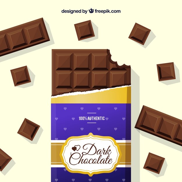 Colección de barras y trozos de chocolate con formas y sabores diferentes