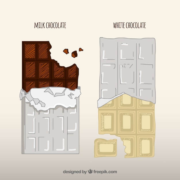 Vector gratuito colección de barras y trozos de chocolate