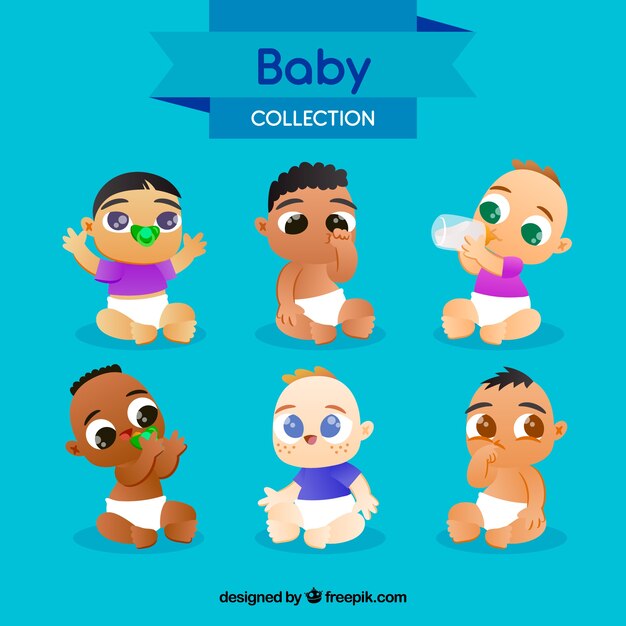 Colección de bebés en estilo plano