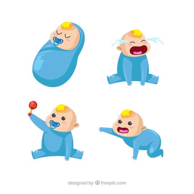 Colección de bebés en estilo plano